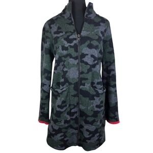 Field Flower By Anthropologie Women's Wool Camouflage Pea Coat Size Small